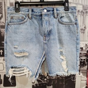 We The Free  Distressed Denin Mini Skirt